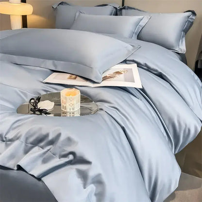 Slate blue egyptian cotton duvet cover set bedroom bedding