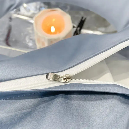 Luxurious gray satin piece duvet cover bedroom bedding set