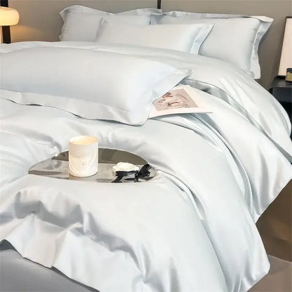 Luxurious white satin egyptian cotton duvet cover bedroom bedding set