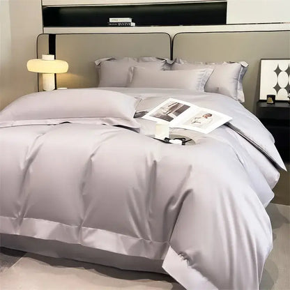 Luxurious light green satin duvet cover set bedroom bedding