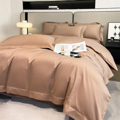 Luxurious light green satin duvet cover set bedroom bedding