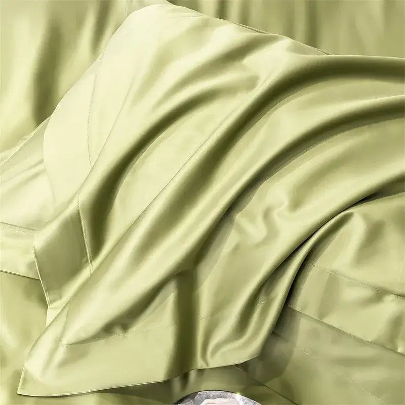 Luxurious light blue satin 3 piece duvet cover bedroom bedding set