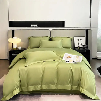 Luxurious light blue satin 3 piece duvet cover bedroom bedding set