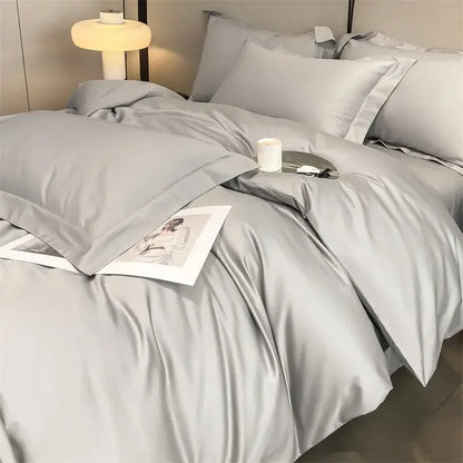 Luxurious white satin egyptian cotton duvet cover bedroom bedding set