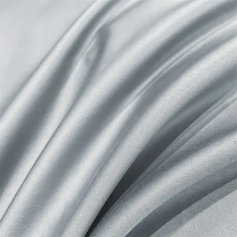 Luxurious light blue satin 3 piece duvet cover bedroom bedding set