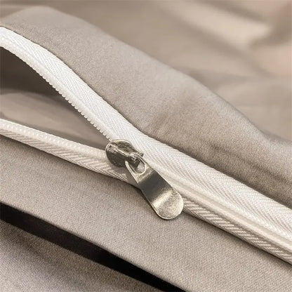 Luxurious gray satin duvet cover set bedroom stitched bedding