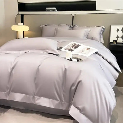 Luxurious light blue satin duvet cover set bedroom bedding