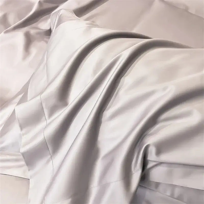Luxurious gray satin piece duvet cover bedroom bedding set