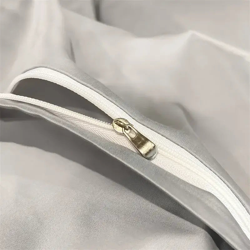 Luxurious light blue satin duvet cover set bedroom bedding
