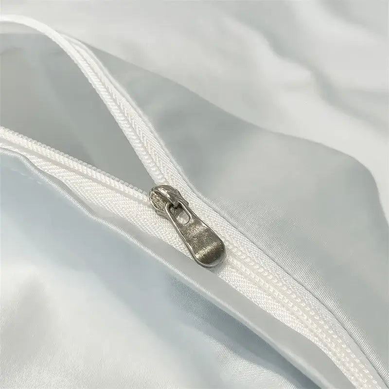 Luxurious light blue satin duvet cover set bedroom bedding