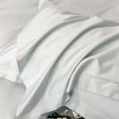 Luxurious white satin egyptian cotton duvet cover bedroom bedding set