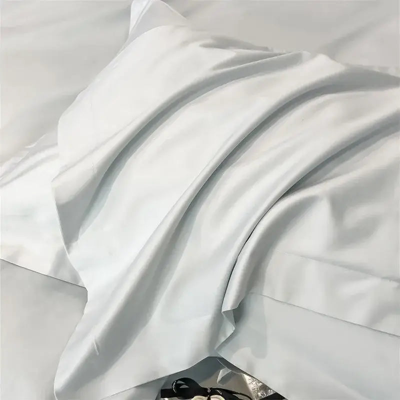 Luxurious gray satin piece duvet cover bedroom bedding set