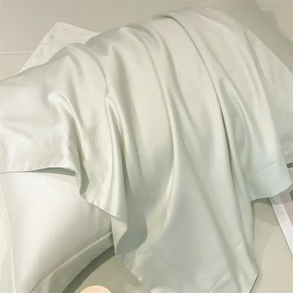 Luxurious white satin egyptian cotton duvet cover bedroom bedding set