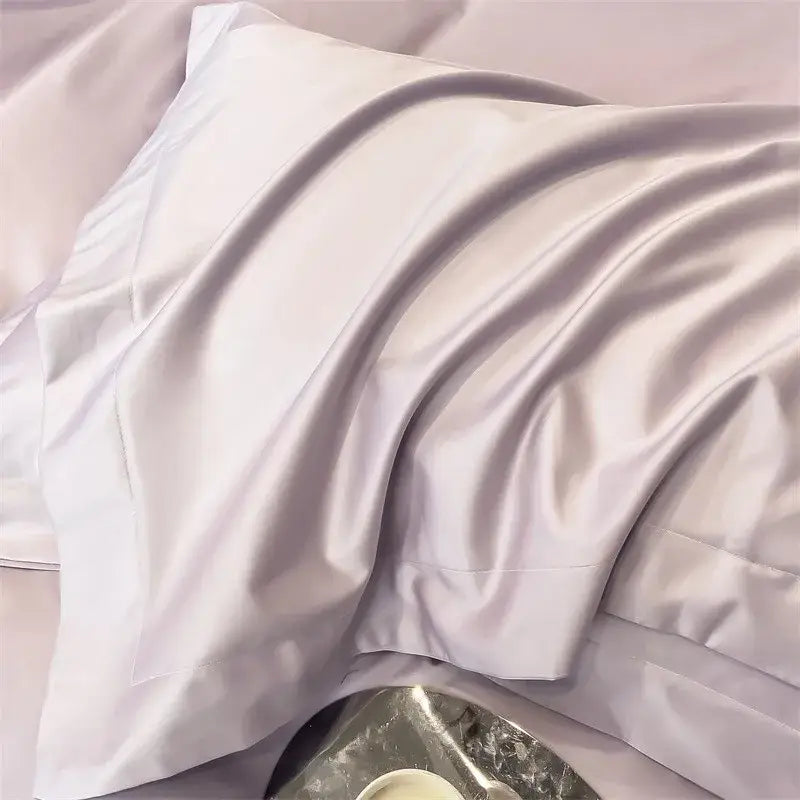 Luxurious light green satin duvet cover set bedroom bedding