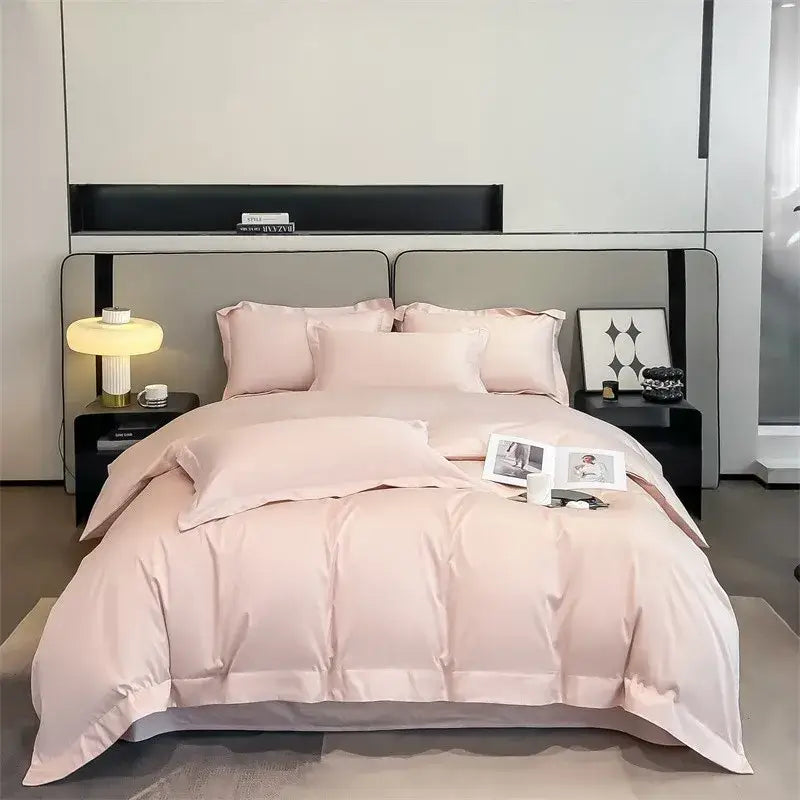 Luxurious gray satin duvet cover set bedroom stitched bedding
