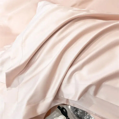 Luxurious light blue satin 3 piece duvet cover bedroom bedding set