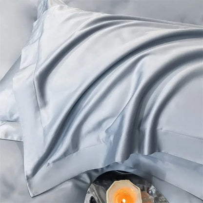 Luxurious light green satin duvet cover set bedroom bedding