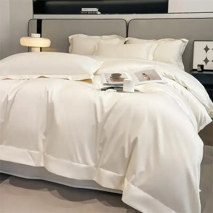 Luxurious gray satin duvet cover set bedroom stitched bedding