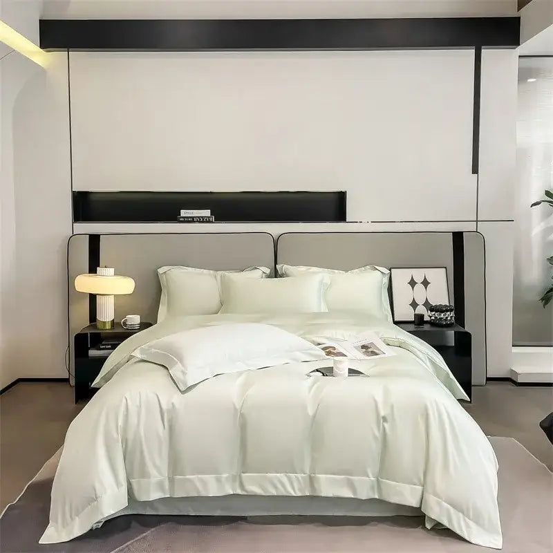 Luxurious gray satin piece duvet cover bedroom bedding set