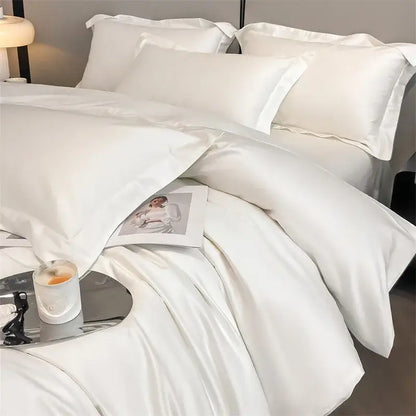 Luxurious light green satin duvet cover set bedroom bedding