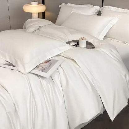 Luxurious light green satin duvet cover set bedroom bedding