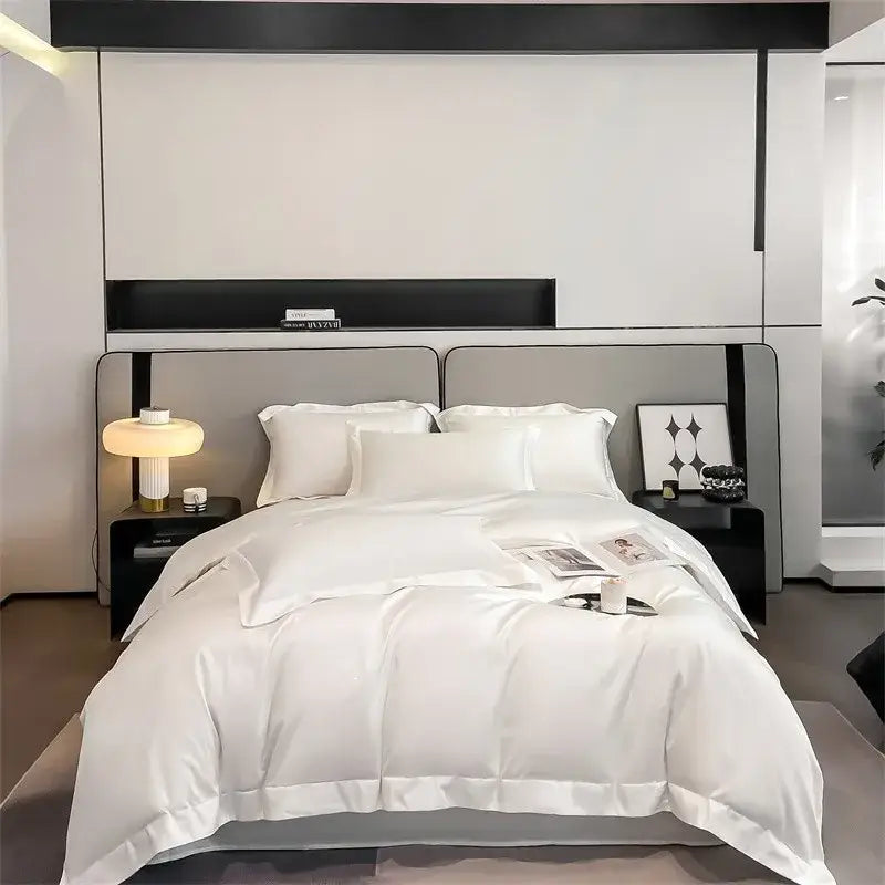 Luxurious light green satin duvet cover set bedroom bedding