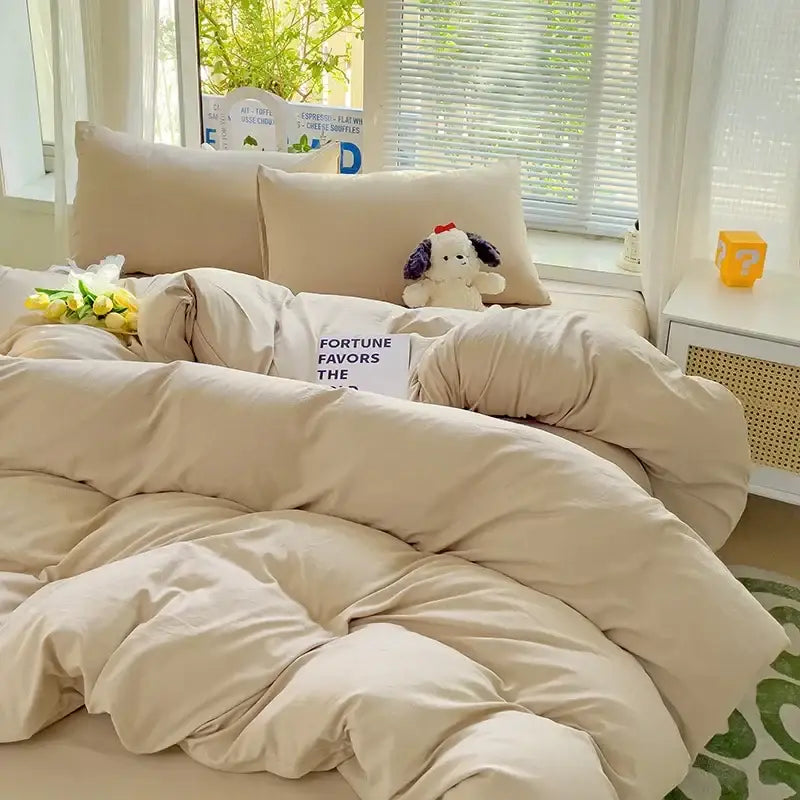 Luxurious cream cotton bedding set bedroom duvet cover