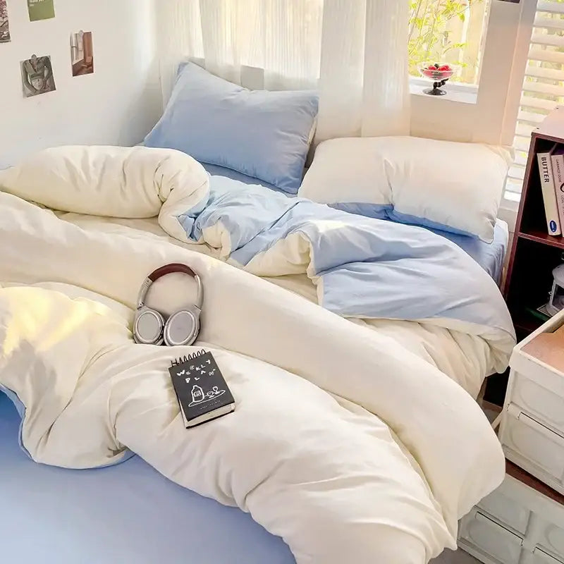 Luxurious cream cotton bedding set bedroom duvet cover
