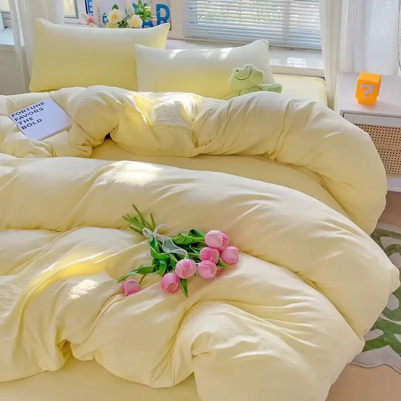 Luxurious cream cotton bedding set bedroom duvet cover