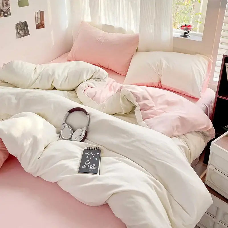 Luxurious cream cotton bedding set bedroom duvet cover