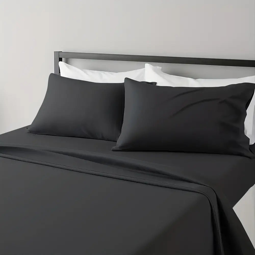 Luxurious gray satin cooling sheet set bedroom bedding