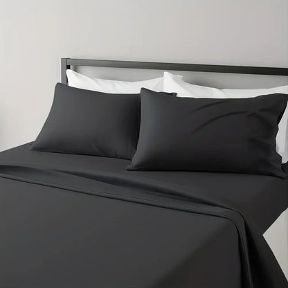 Luxurious gray satin cooling sheet set bedroom bedding