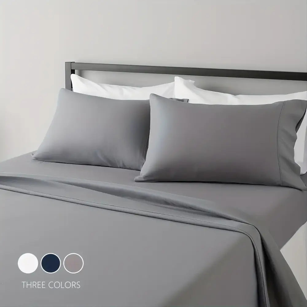 Luxurious gray satin cooling sheet set bedroom bedding