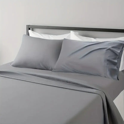 Luxurious gray satin cooling sheet set bedroom bedding