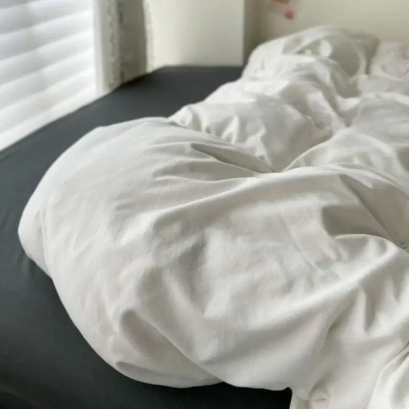 Luxurious white & dark gray cotton bedding set – bedroom duvet cover