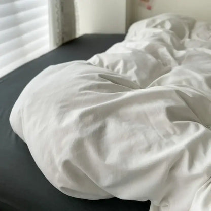 Luxurious white & dark gray cotton bedding set – bedroom duvet cover