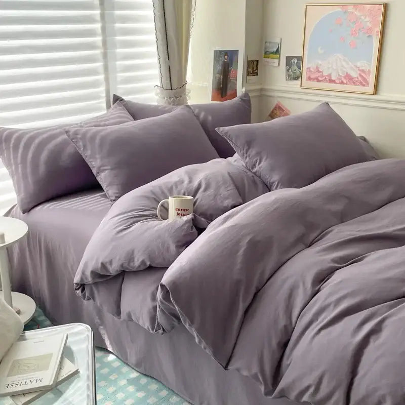 Luxurious white & dark gray cotton bedding set – bedroom duvet cover