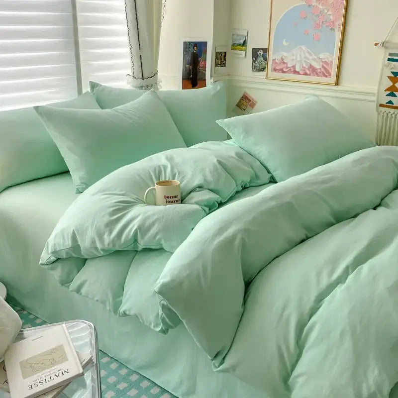 Luxurious white & dark gray cotton bedding set – bedroom duvet cover