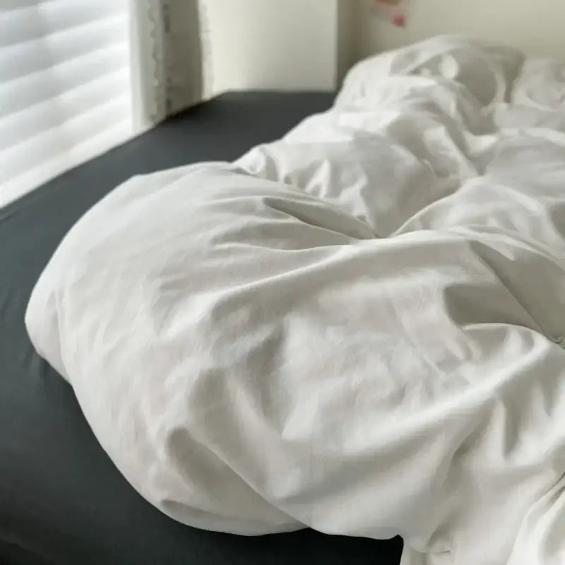 Luxurious white & dark gray cotton bedding set – bedroom duvet cover
