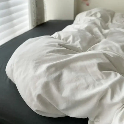 Luxurious white & dark gray cotton bedding set – bedroom duvet cover