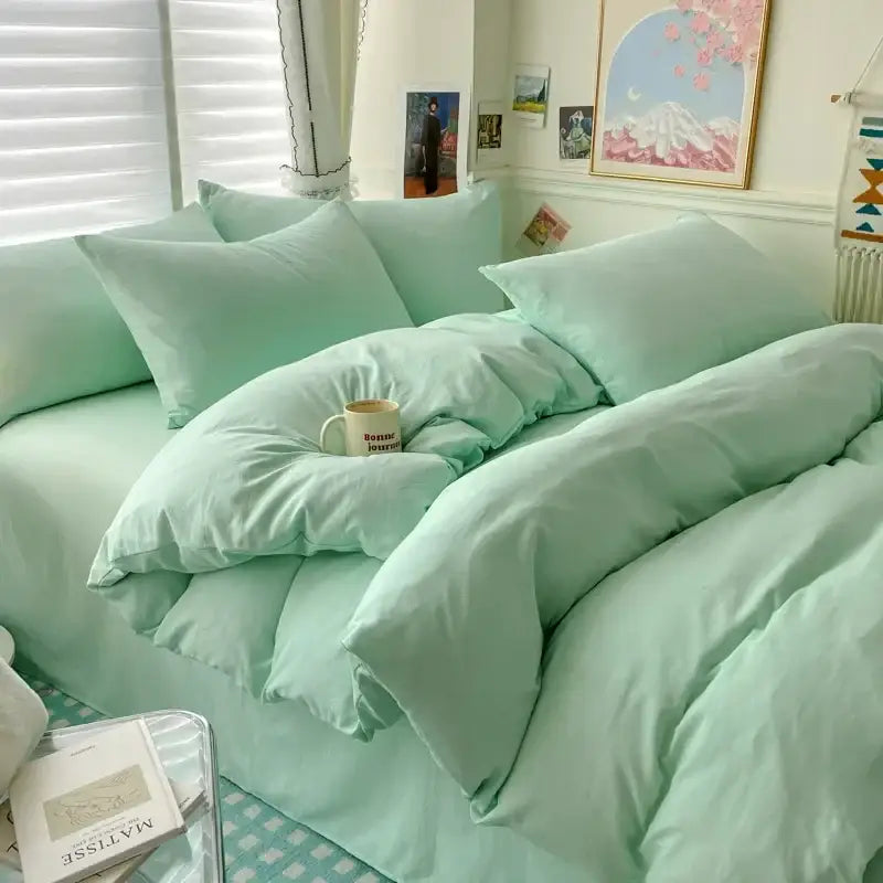Luxurious white & dark gray cotton bedding set – bedroom duvet cover