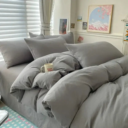 Luxurious white & dark gray cotton bedding set – bedroom duvet cover