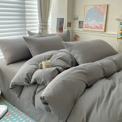 Luxurious white & dark gray cotton bedding set – bedroom duvet cover