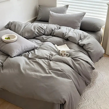 Luxurious gray cotton bedding set for bedroom soft duvet cover