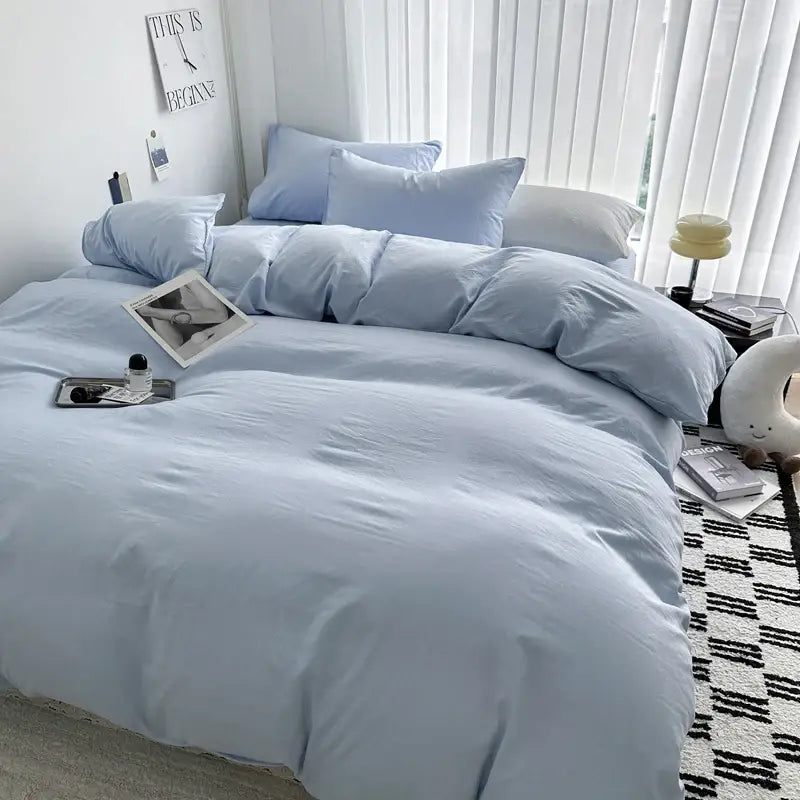Luxurious gray cotton bedding set – bedroom duvet with pillows