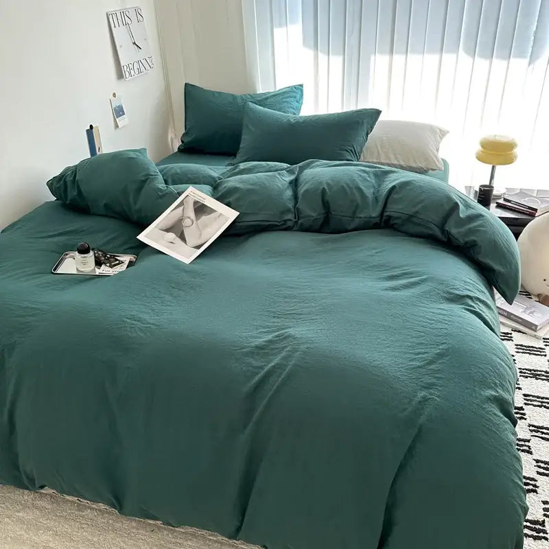 Luxurious gray cotton bedding set bedroom duvet and pillows