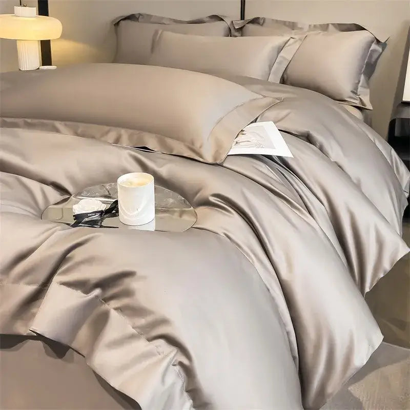 Lavender satin duvet cover set bedroom egyptian cotton bedding