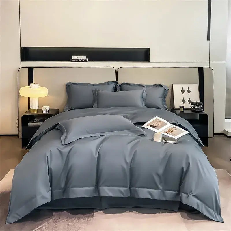 Lavender satin duvet cover set bedroom egyptian cotton bedding