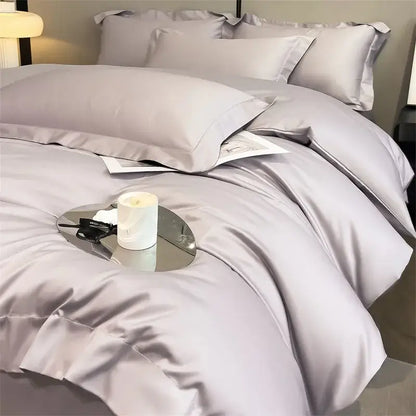 Lavender satin duvet cover set bedroom egyptian cotton bedding