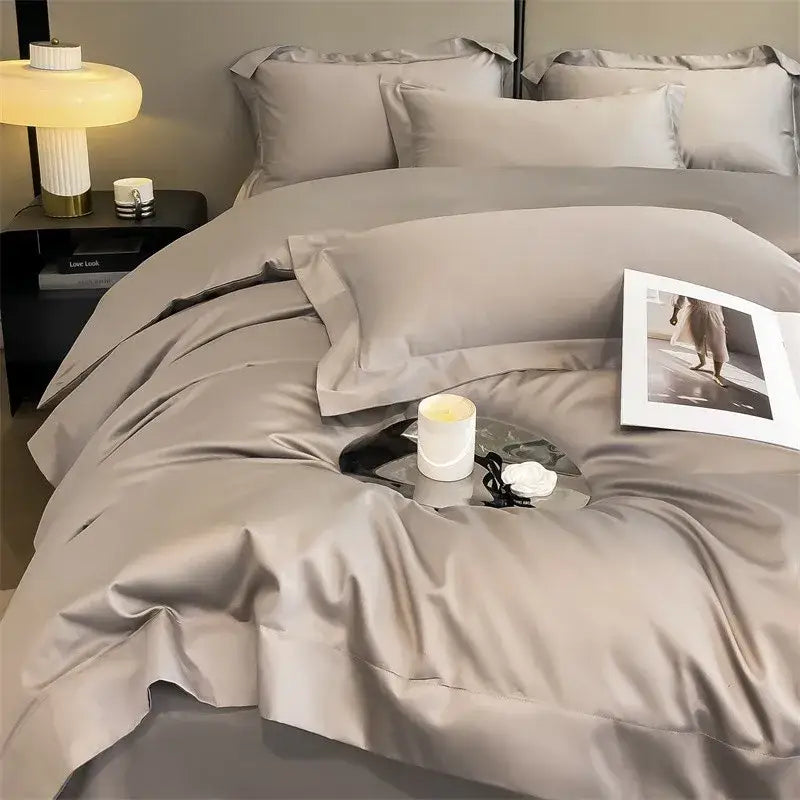 Lavender satin duvet cover set bedroom egyptian cotton bedding